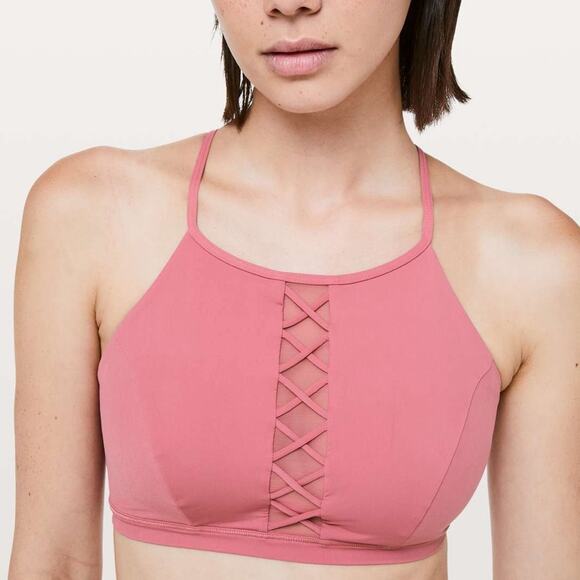 Lululemon Shoreline Cherry Tint Mauve Padded Bikini Top Size 8 - Picture 1 of 5